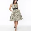 Cream & Black Floral Swing Dress