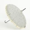 Cream & Black Sparkle Dot Frilled Pagoda Umbrella