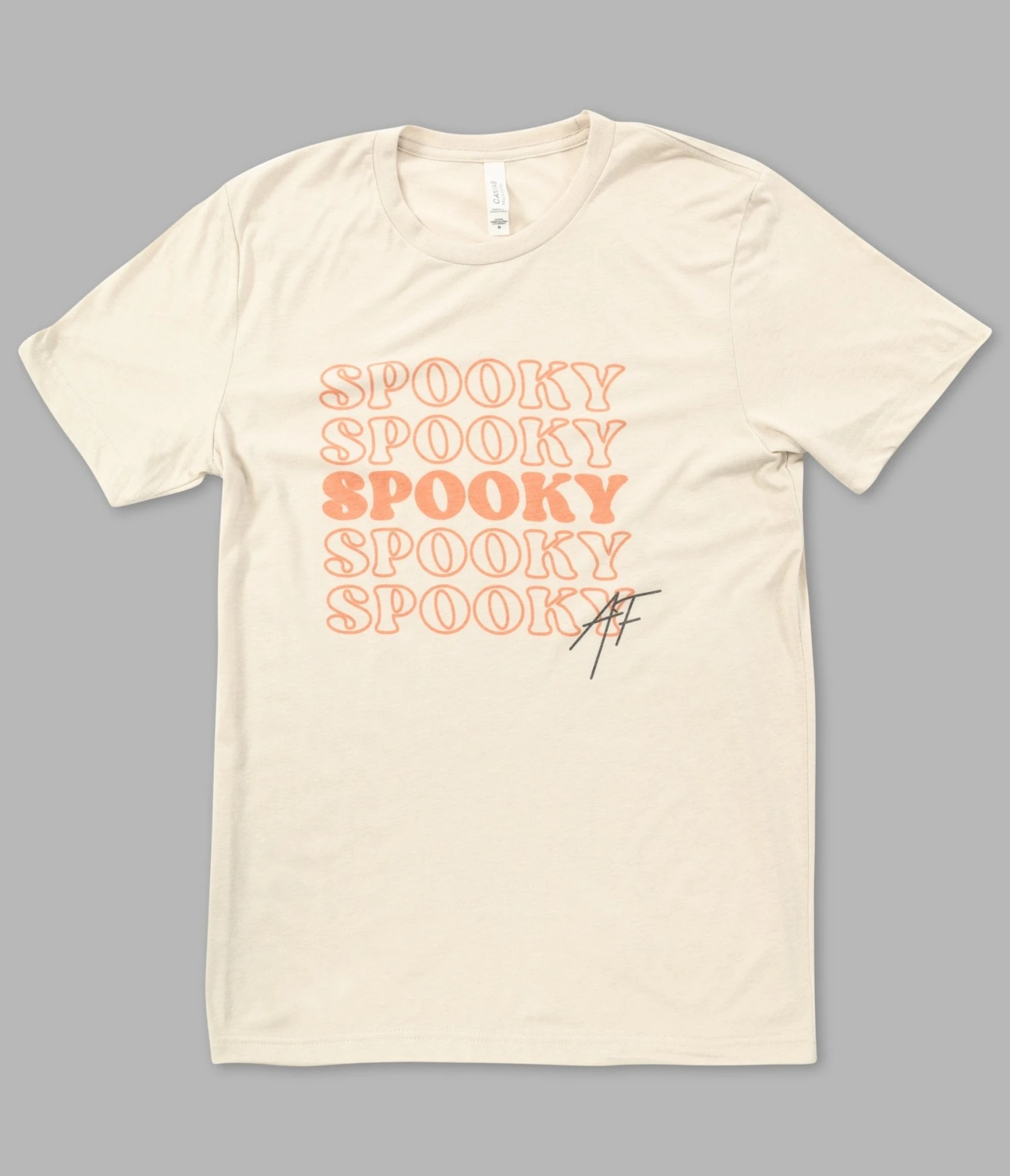 Cream Spooky AF Fitted Graphic Tee - Image 2