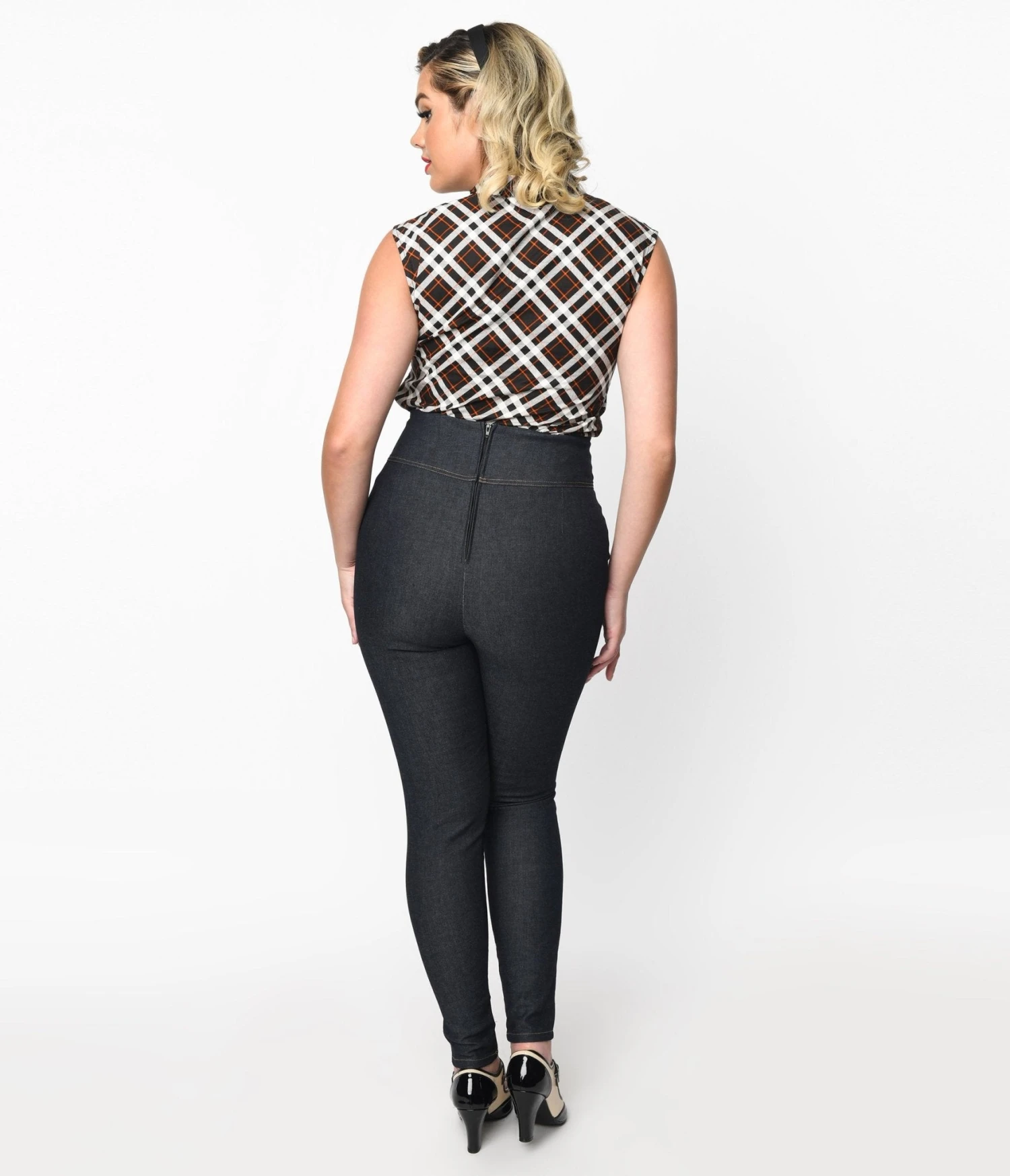 Dark Denim Wash High Waist Pants - Image 3