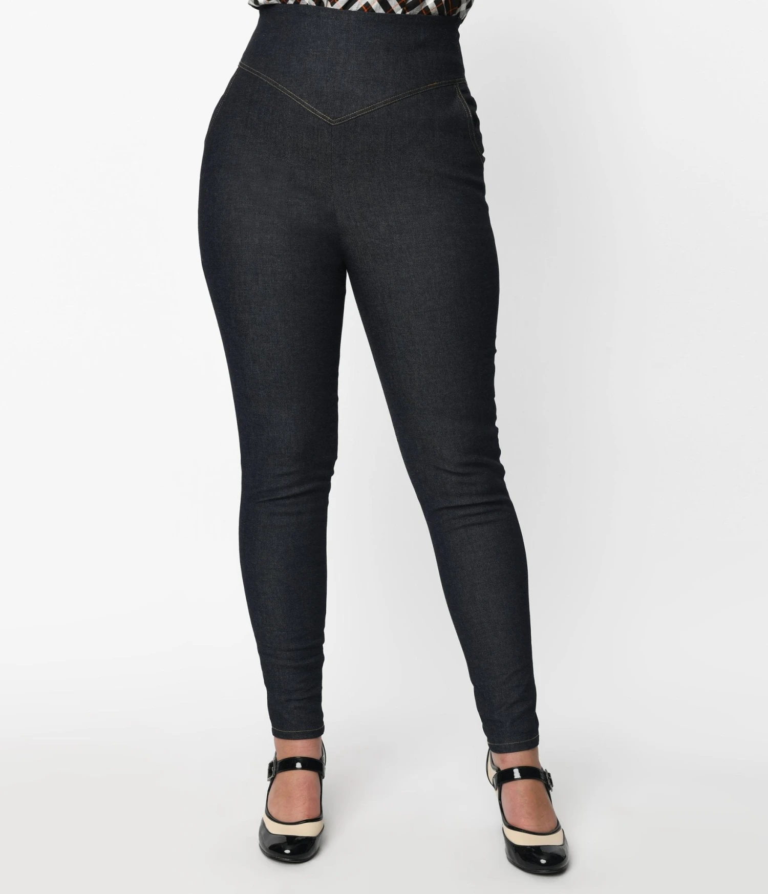 Dark Denim Wash High Waist Pants - Image 2