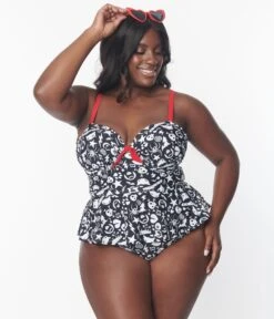 Emily The Strange X Unique Vintage Plus Size Black & White Daphne Pant