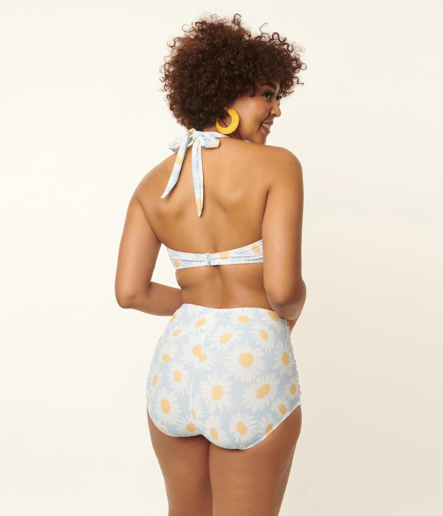 Esther Williams 1950s Light Blue & White Daisy Print Bikini Set - Image 2