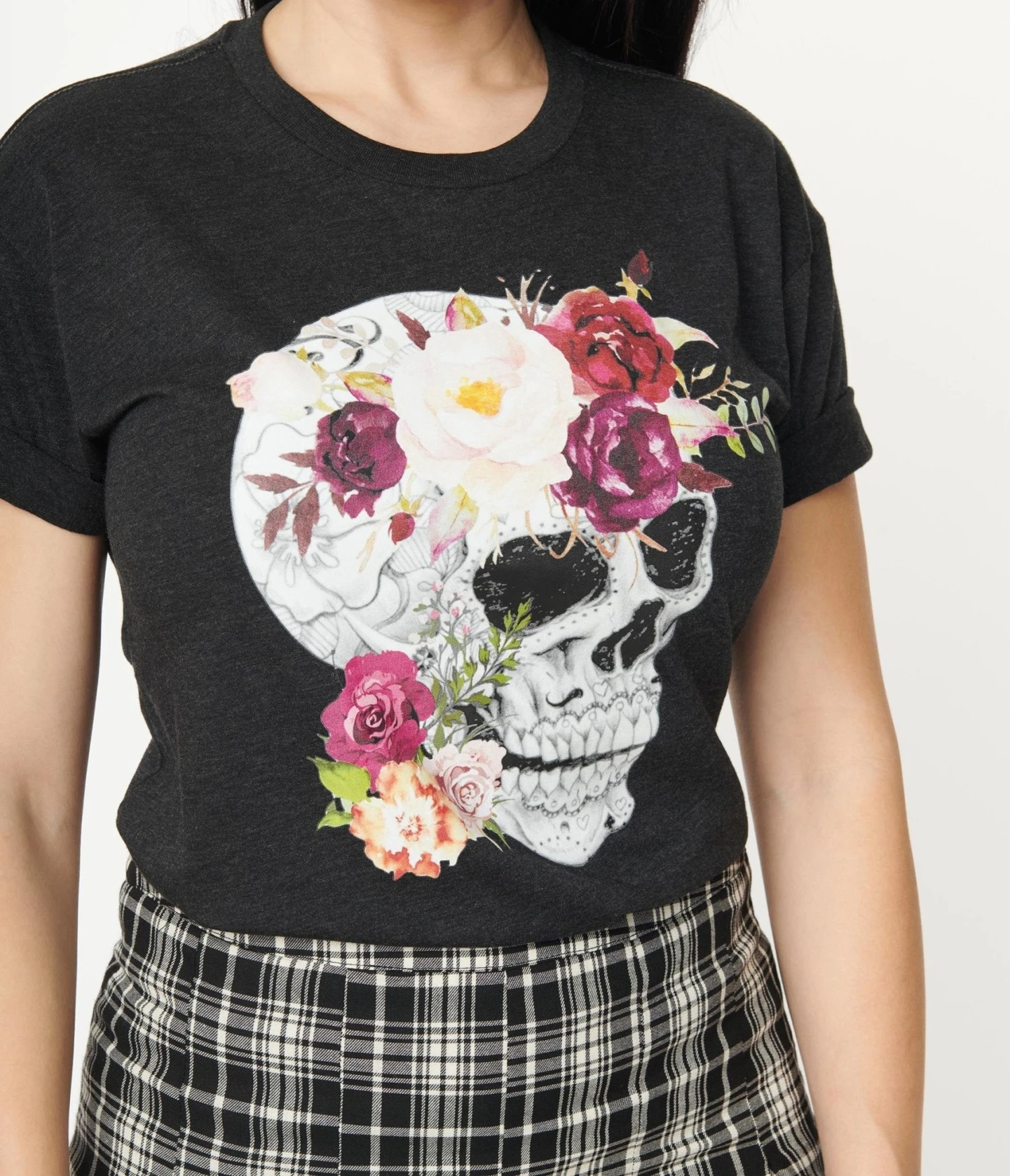 Floral Skull Unisex Graphic Tee - Image 2
