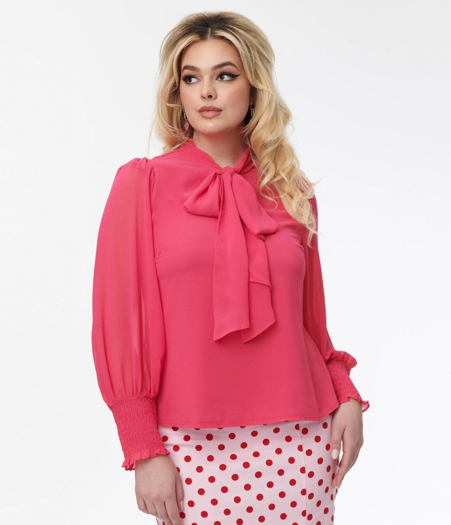 Fuchsia Bow Tie Vicente Blouse - Image 3