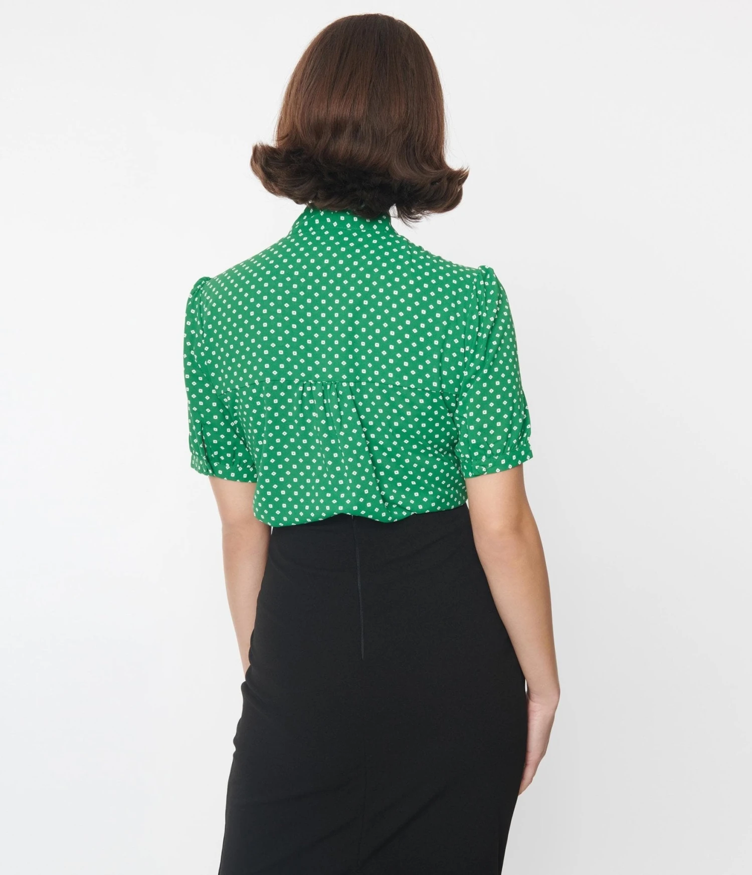 Green & White Polka Dot Bow Top - Image 2