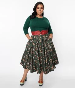 Green Woodland Creatures Swing Skirt