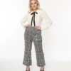 Grey & Black Plaid Stretch Woven Pants