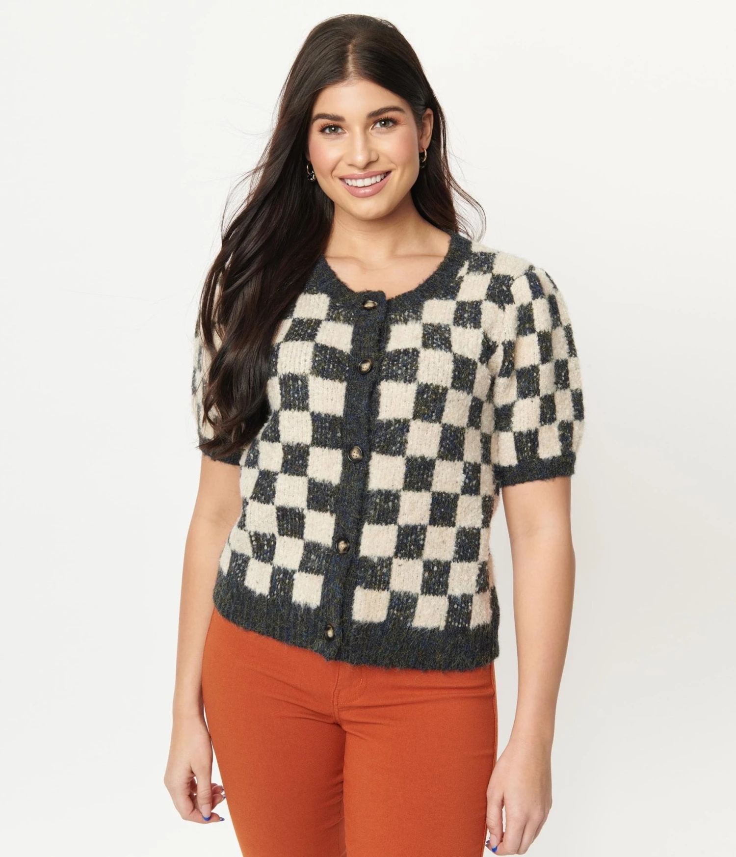 Grey & Ivory Speckled Check Cardigan - Image 5