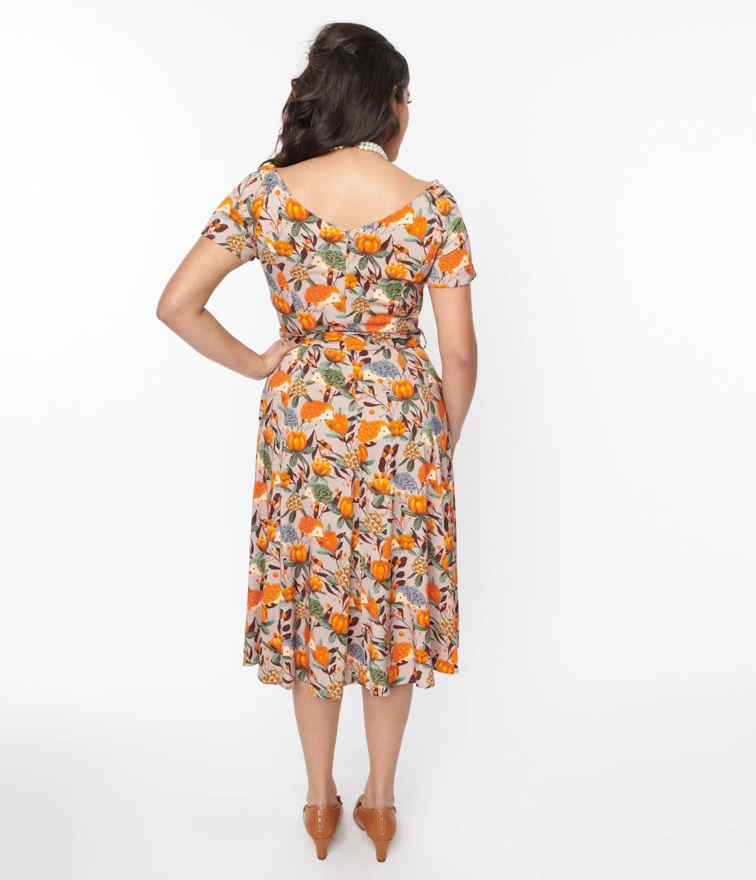 Grey & Orange Hedgehog Bella Swing Dress - Image 3