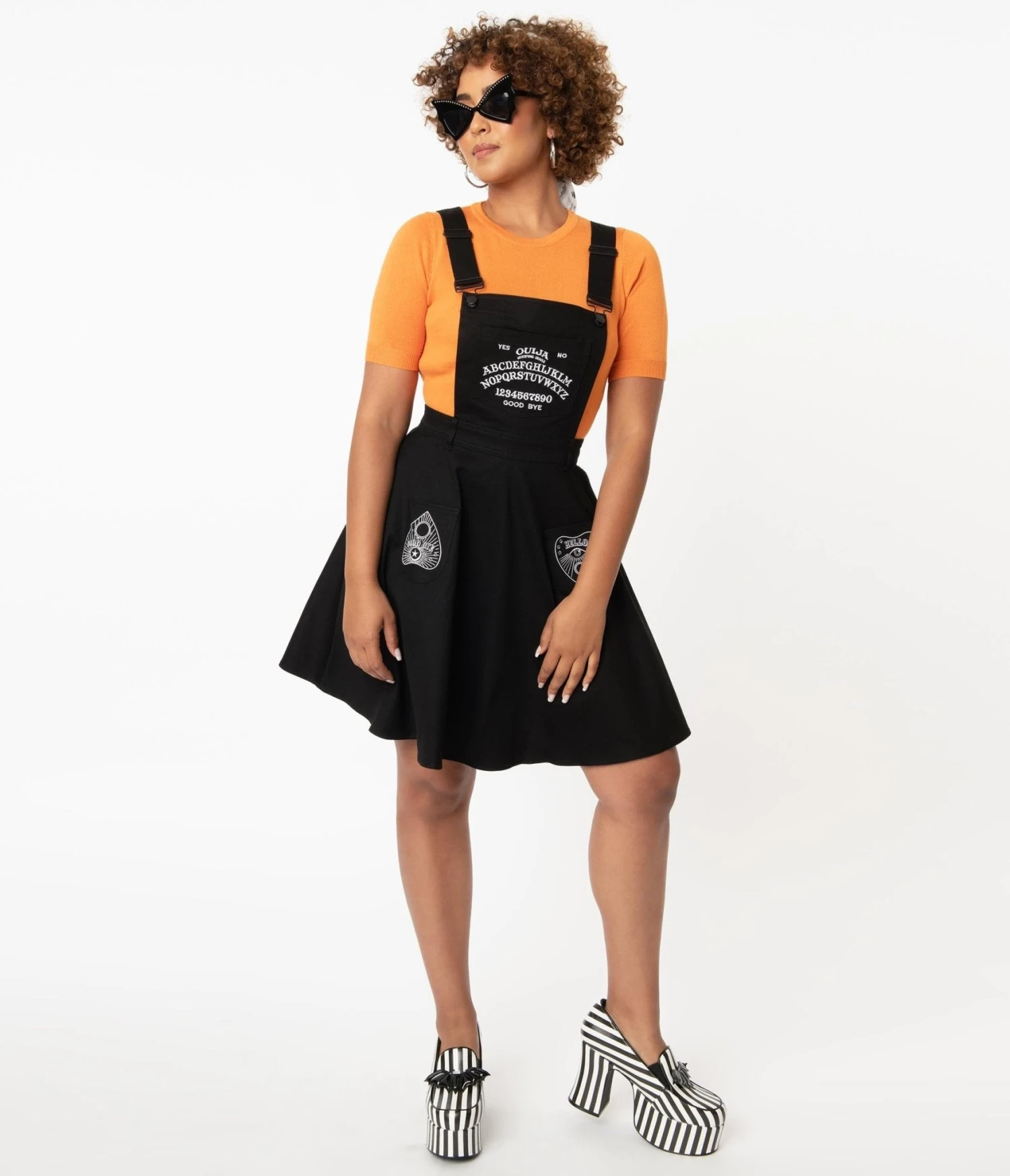 Hell Bunny Black Samara Pinafore Dress - Image 3