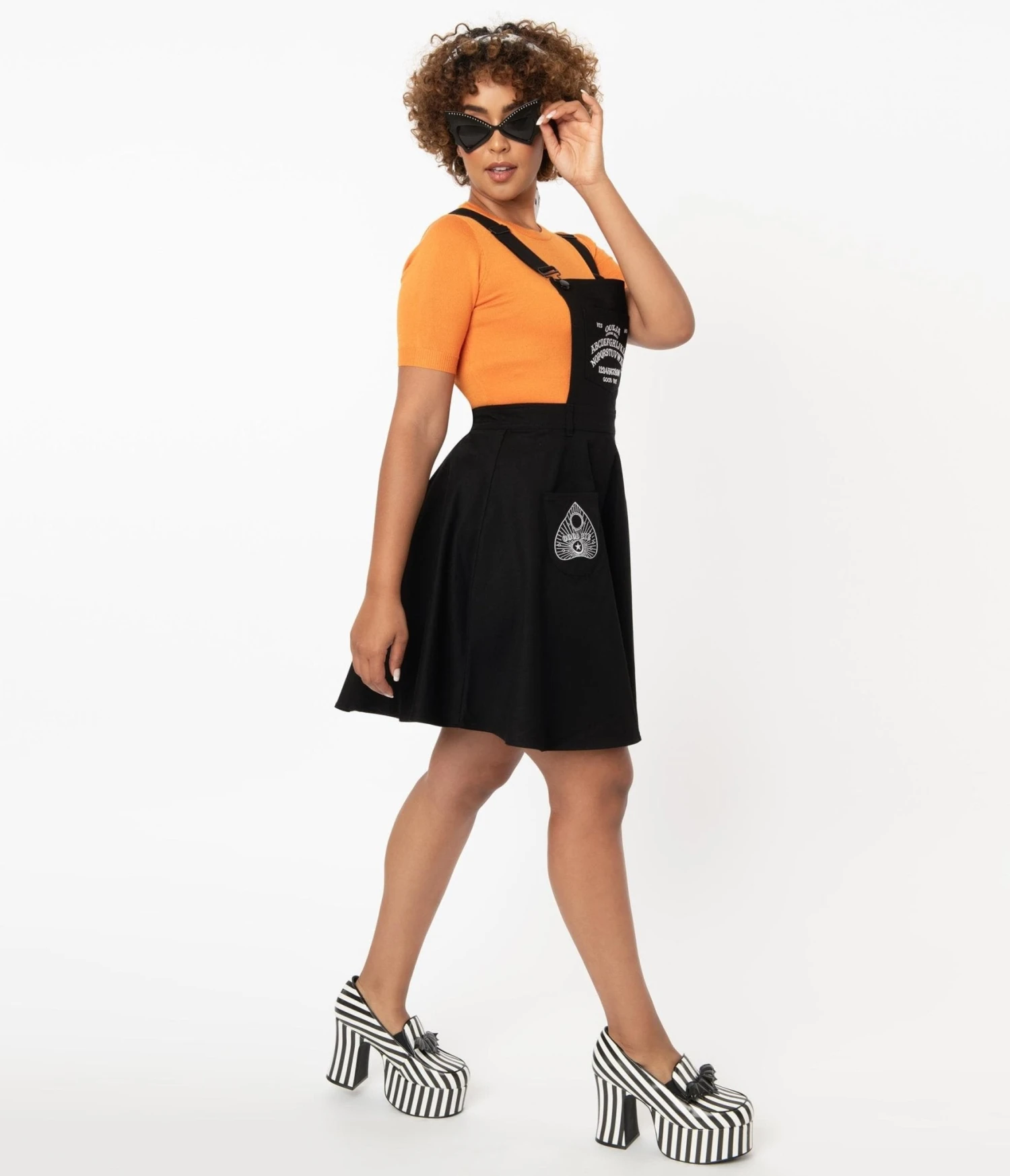 Hell Bunny Black Samara Pinafore Dress - Image 5