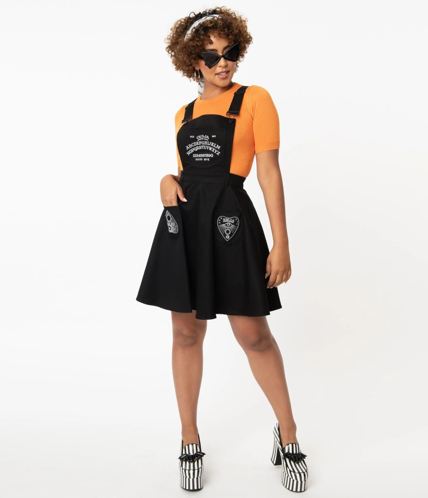 Hell Bunny Black Samara Pinafore Dress