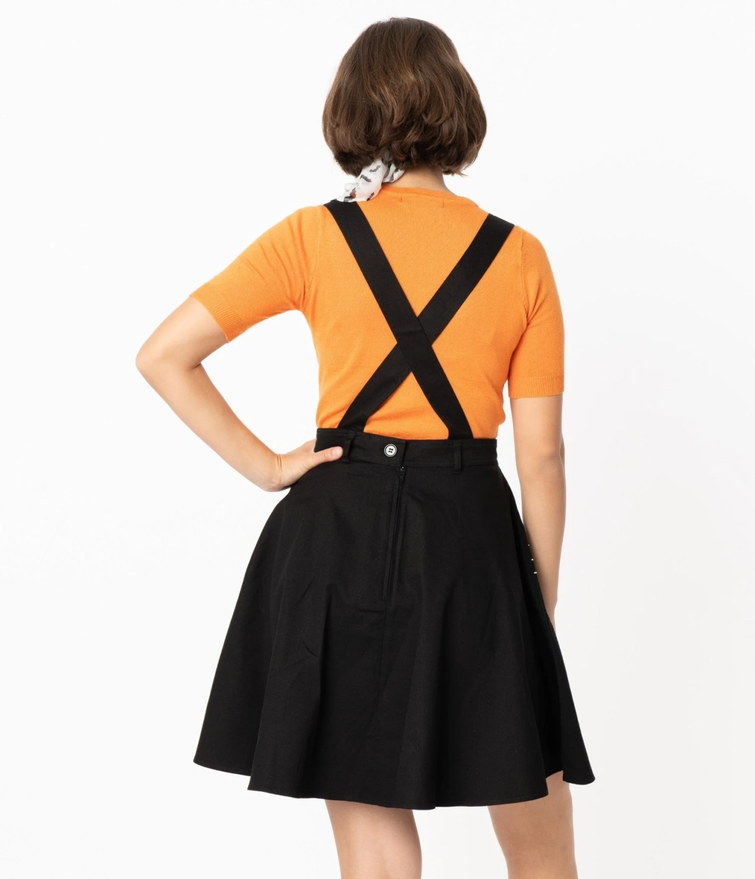 Hell Bunny Black Spiderweb & Bats Miss Muffet Pinafore Dress - Image 2