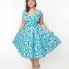 Hell Bunny Blue & Pink Floral Louella Dress