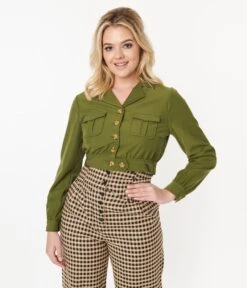 Hell Bunny Green Ravenswood Jacket