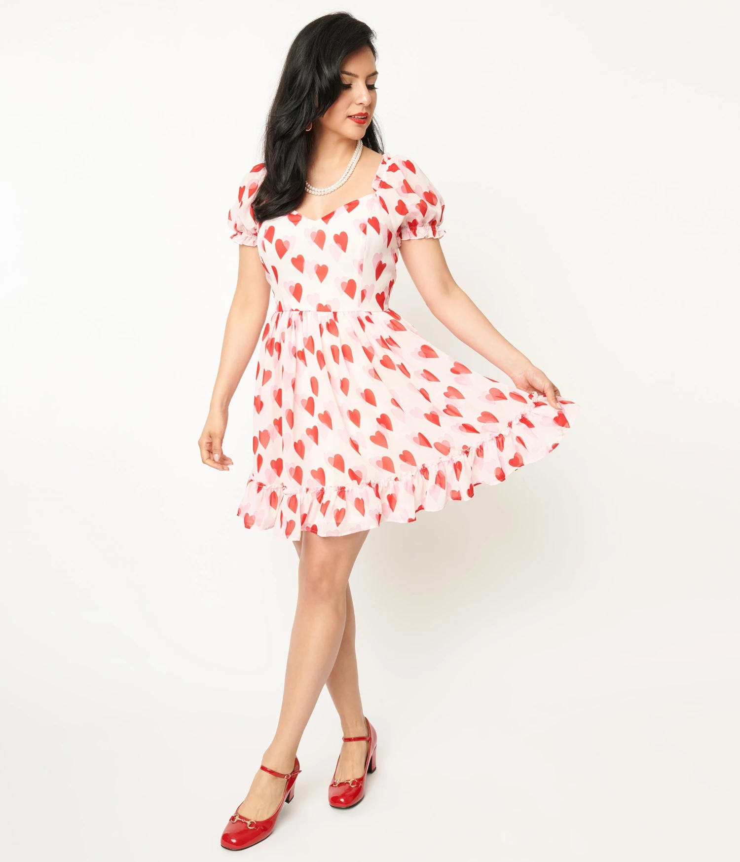 Hell Bunny Pink & Red Heart Aphrodite Mini Dress - Image 2