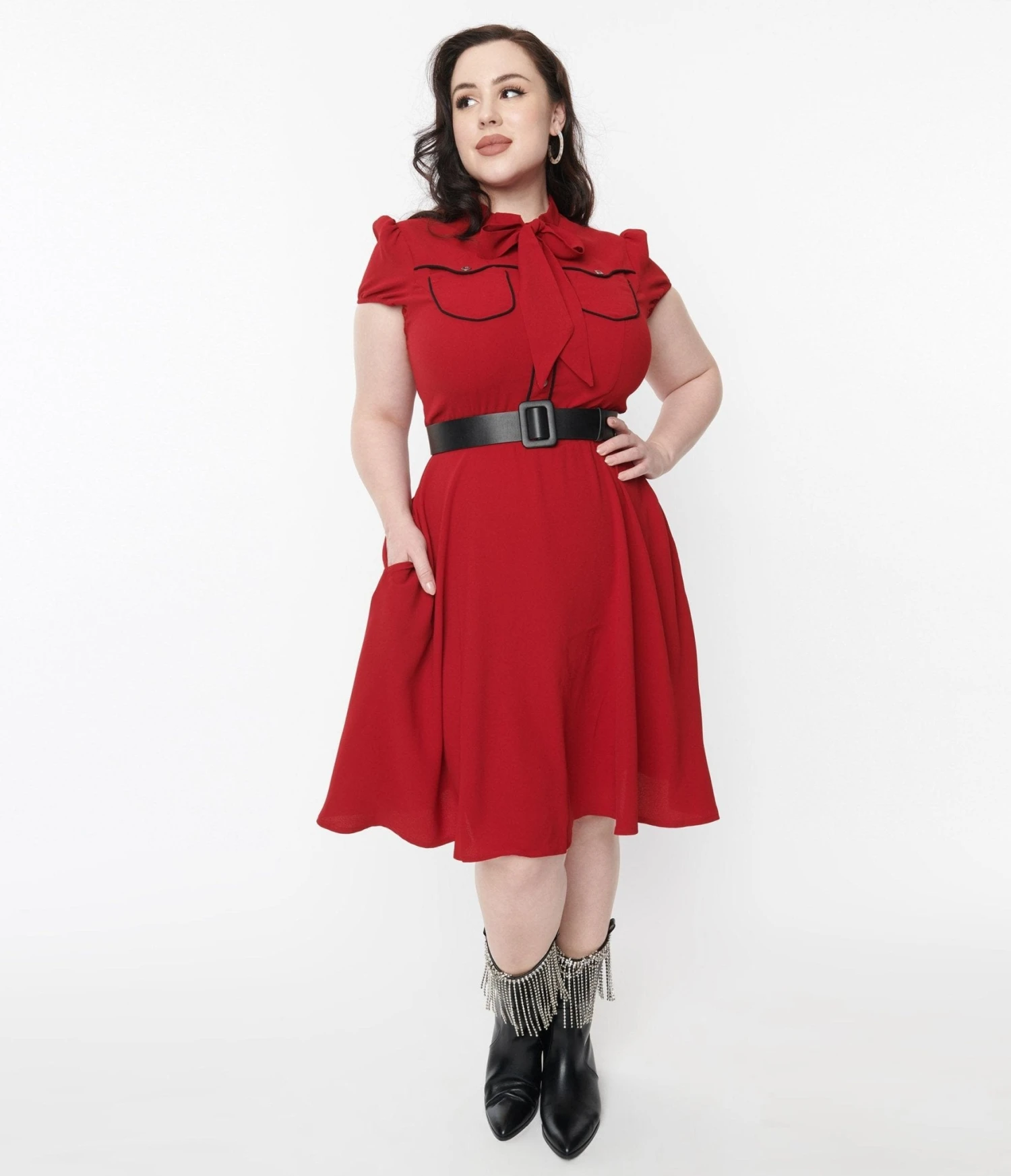 Hell Bunny Red Millie Fit & Flare Dress - Image 5