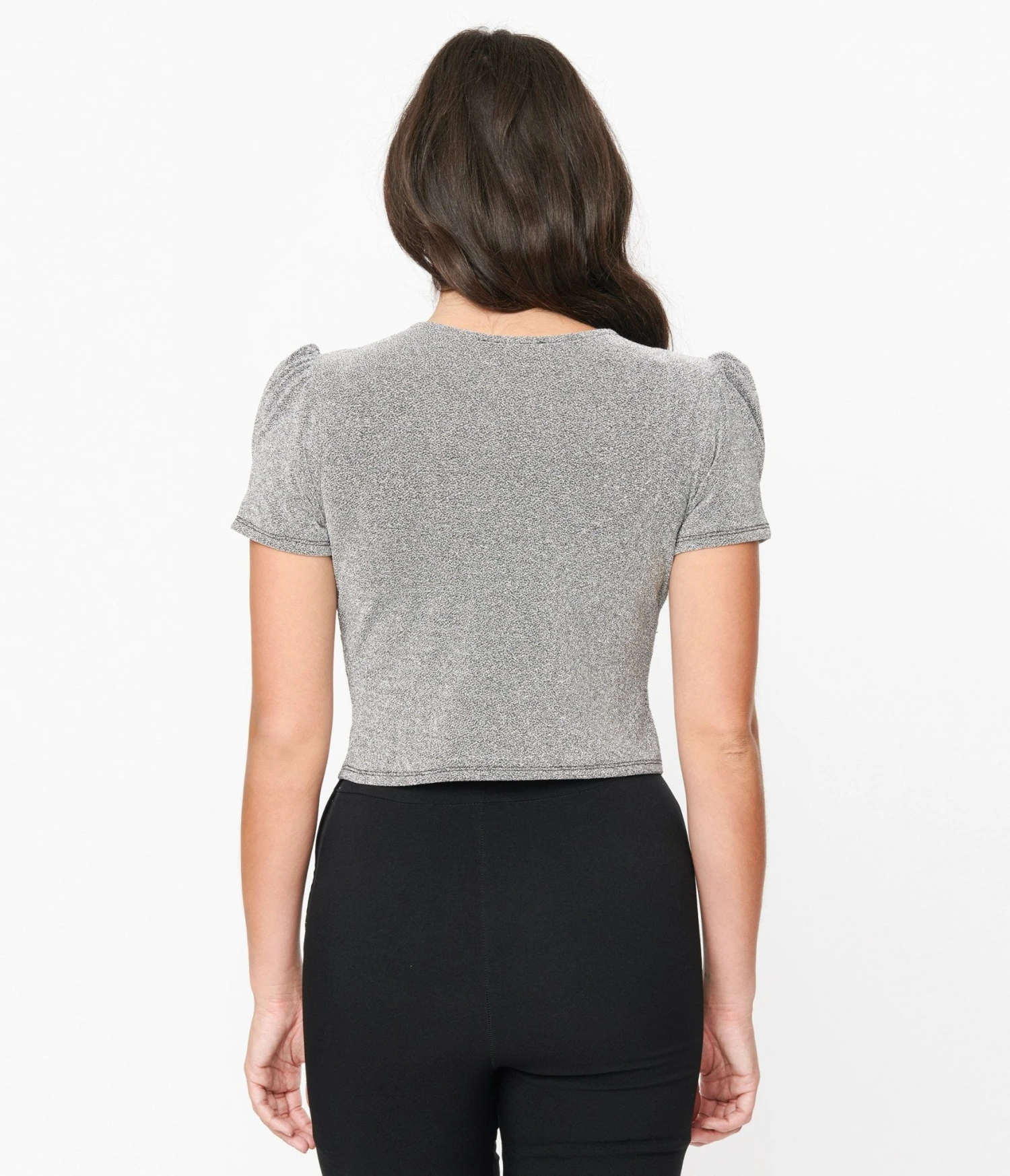 Hell Bunny Silver Lurex Loco Motion Top - Image 3