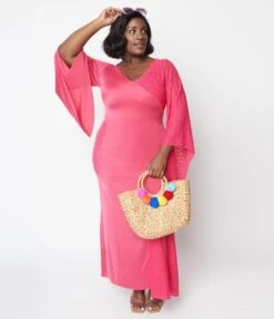 Hot Pink Lace Maxi Dress