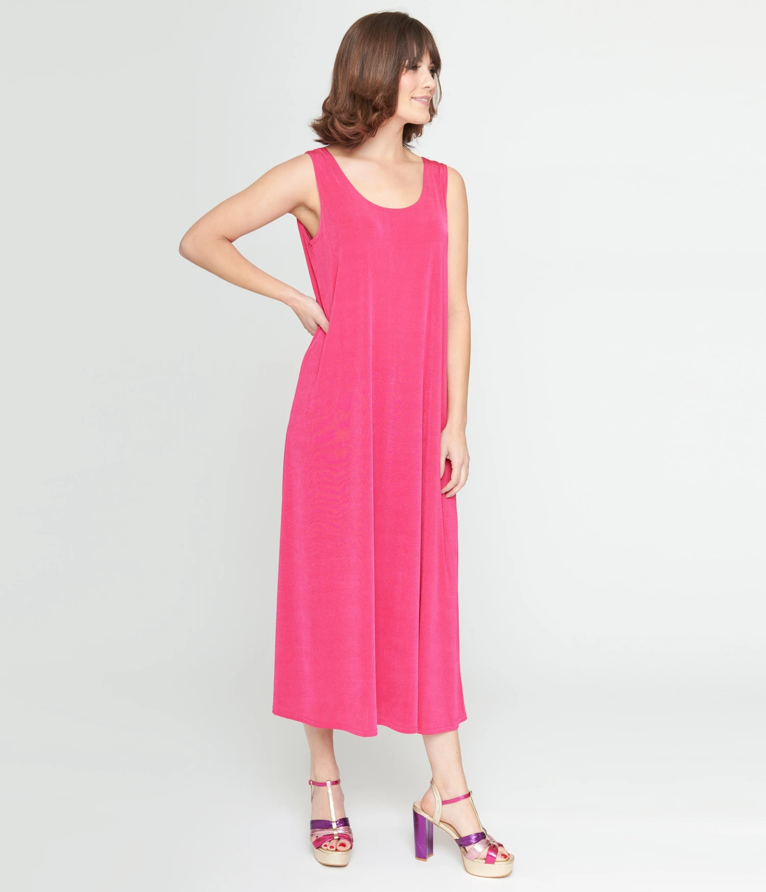 Hot Pink Slip Maxi Dress - Image 2