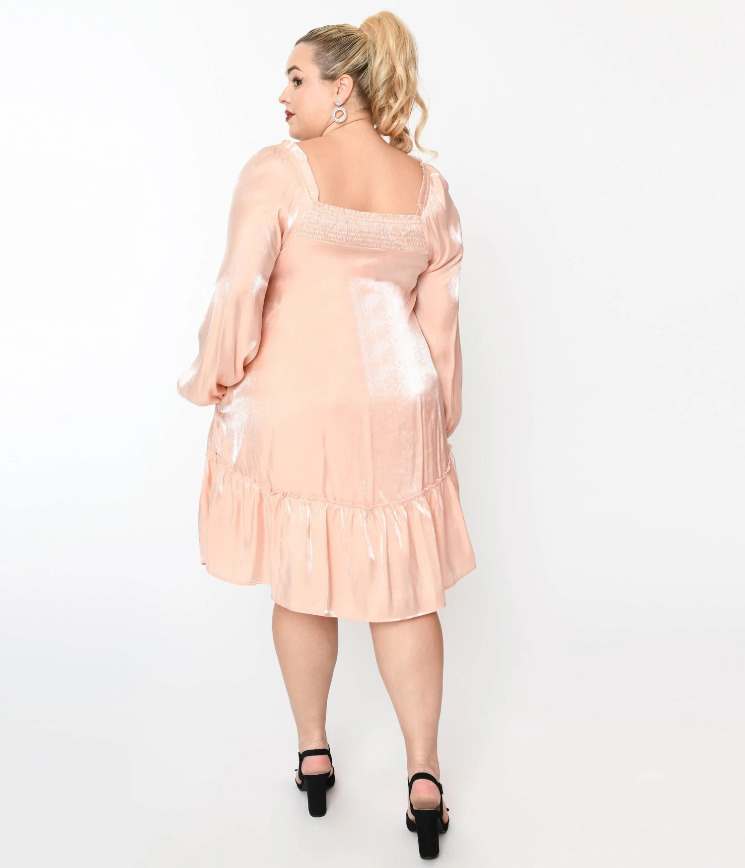 Iridescent Peach Ruffled Babydoll Dress - Image 3
