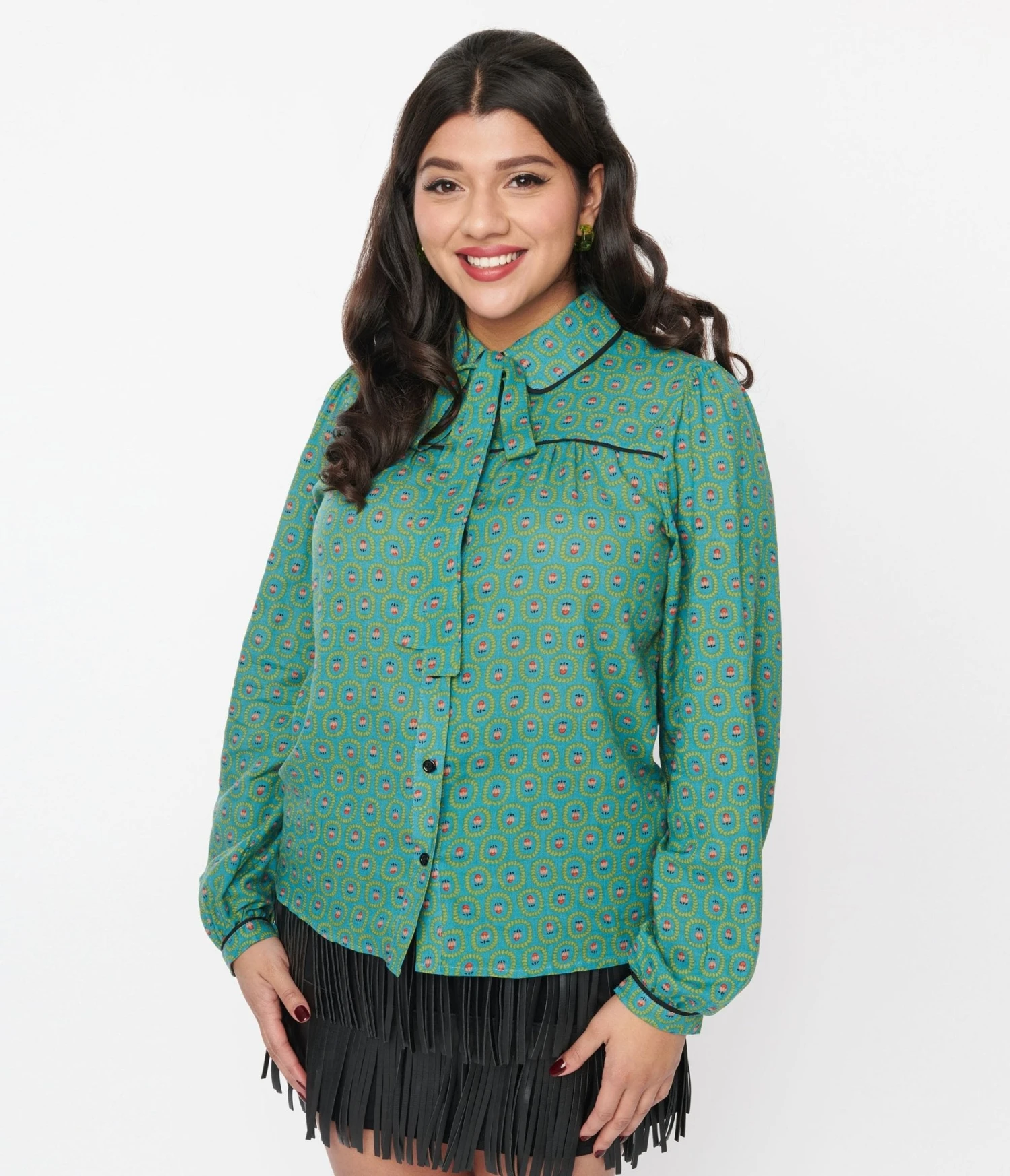 Jade Blue Floral Paisley Blouse - Image 2