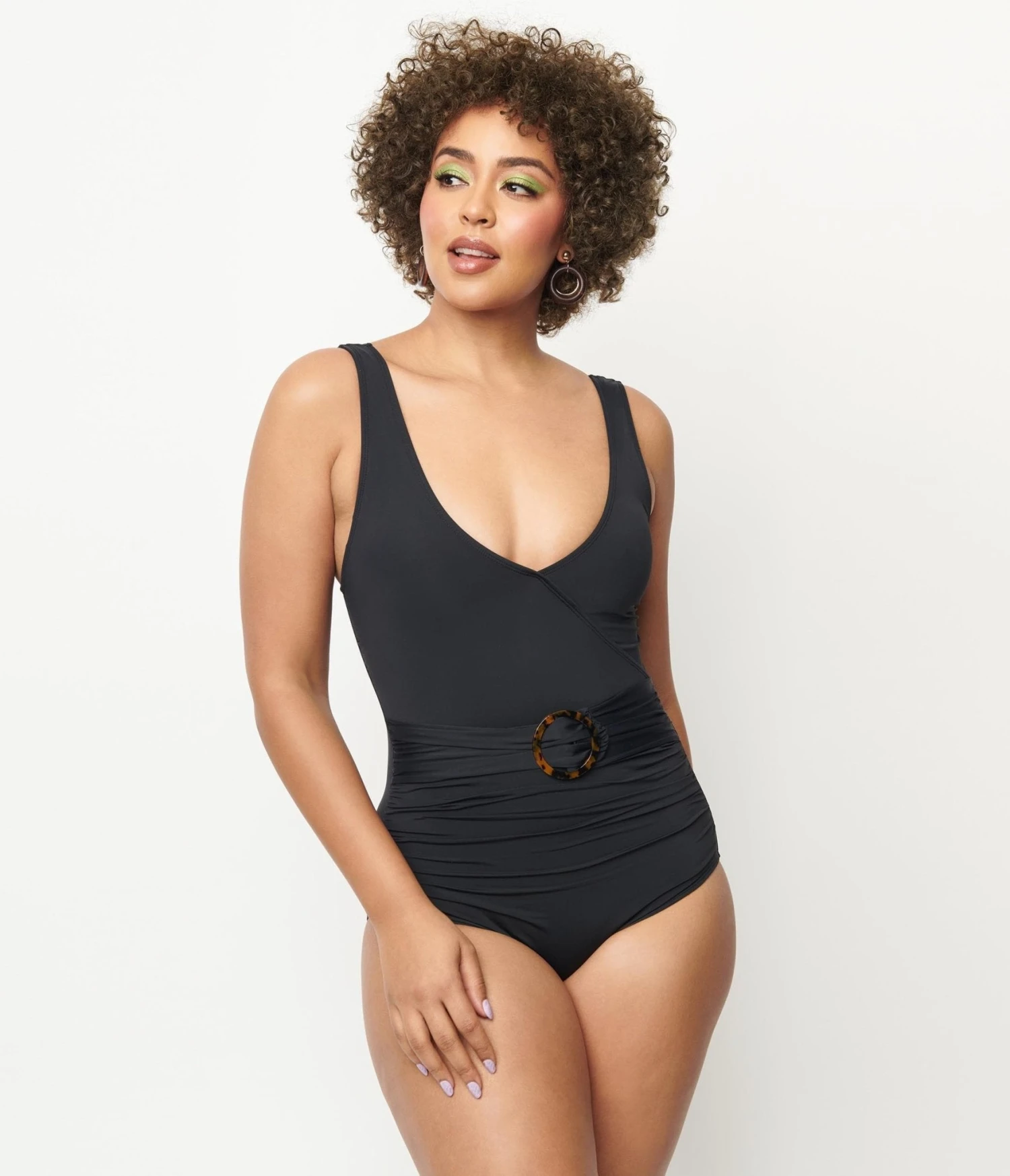 Kingdom & State 1950s Black Belted One Piece Swimsuit - Image 4