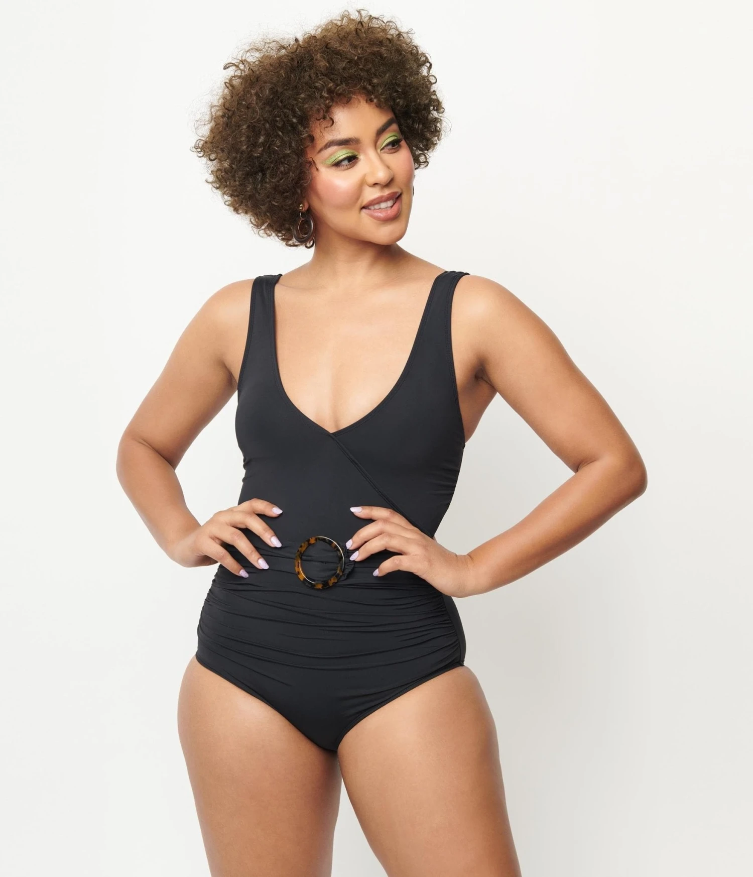 Kingdom & State 1950s Black Belted One Piece Swimsuit - Image 5
