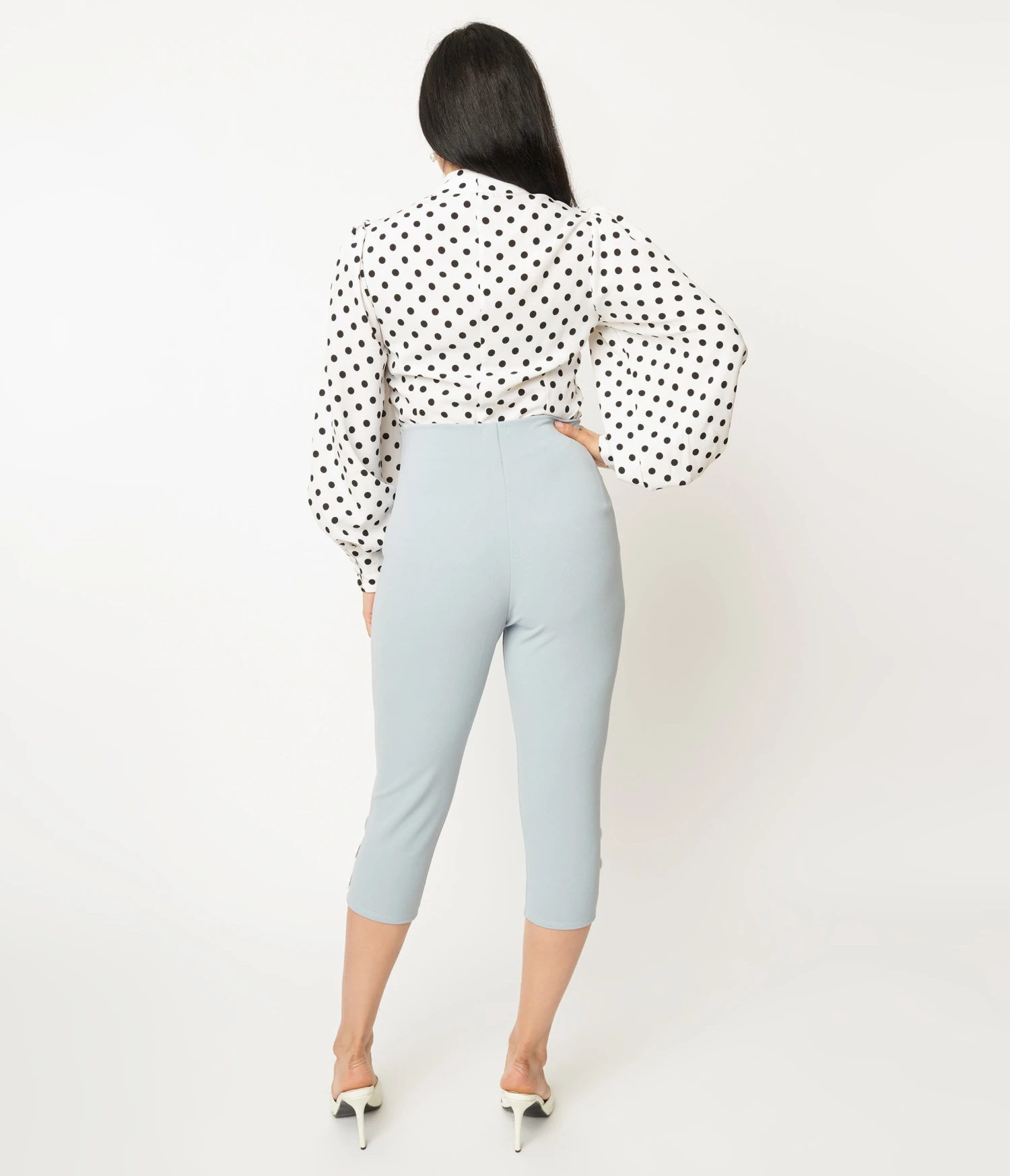 Light Blue High Waist Capri Pants - Image 3