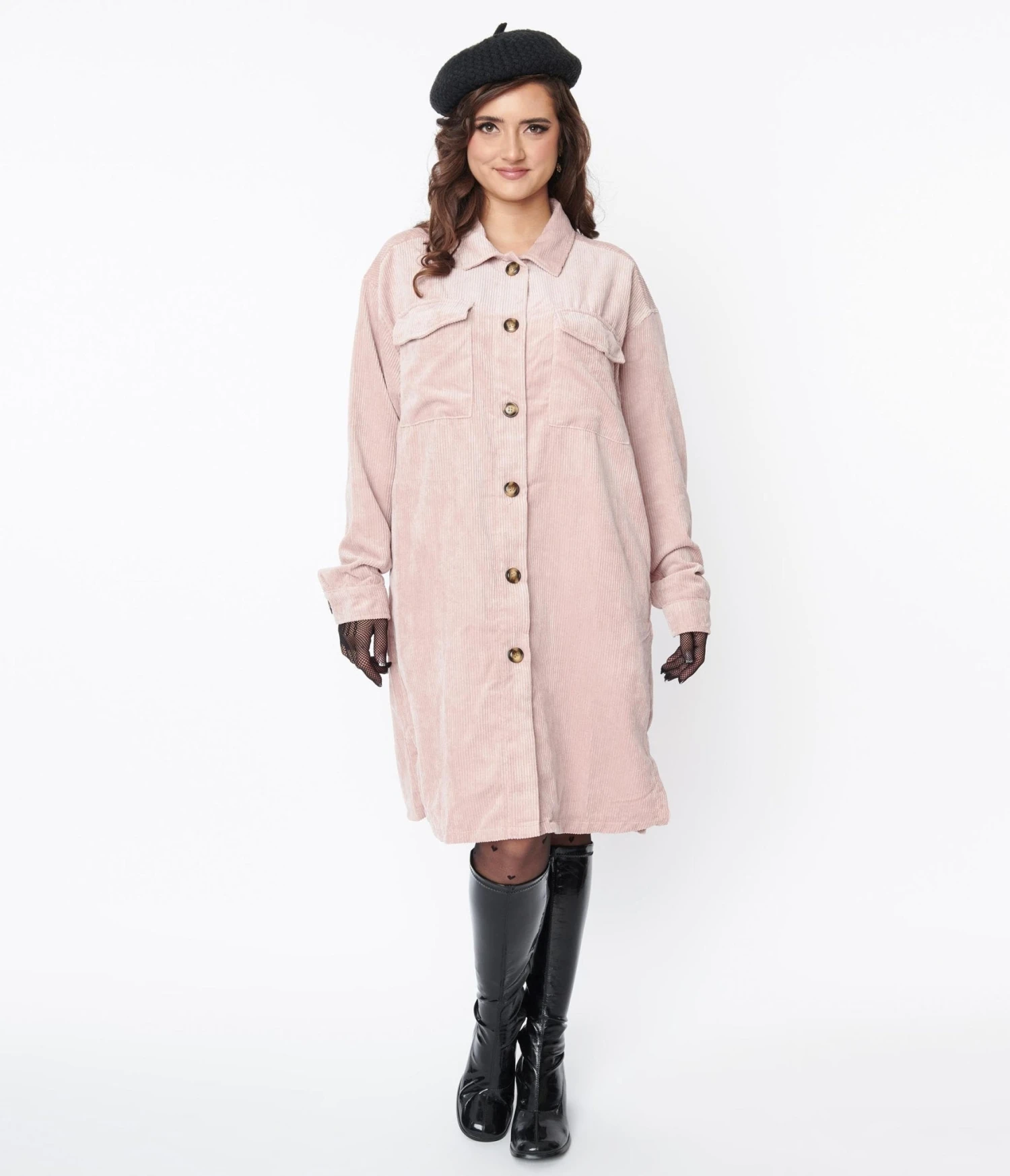Light Pink Corduroy Long Jacket - Image 2