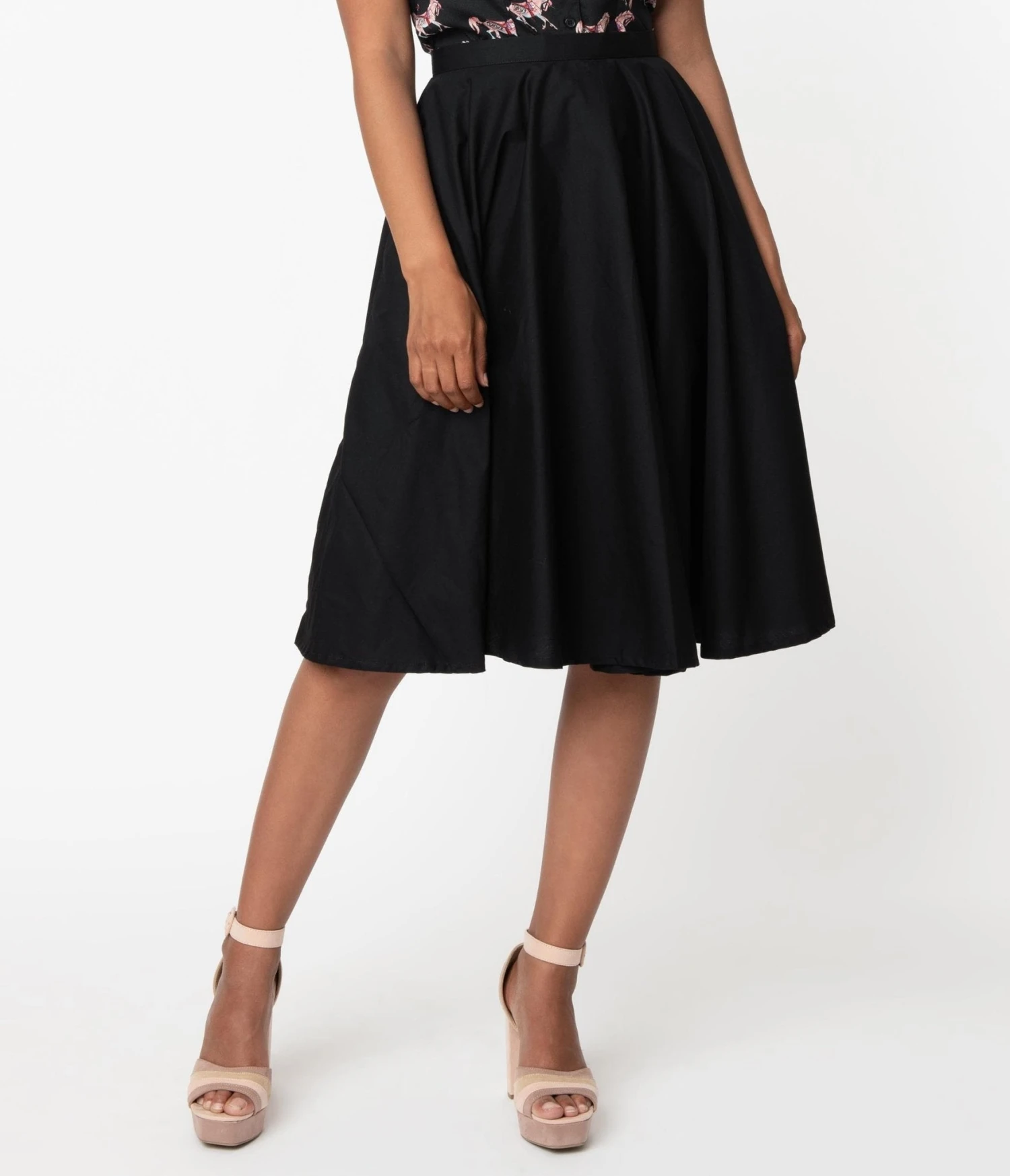 Magnolia Place 1950s Style Black High Waist Swing Skirt - Image 2