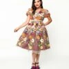Magnolia Place Burgundy Flower Party Midori Swing Dress