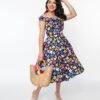 Magnolia Place Navy & Multicolor Floral Barbara Swing Dress