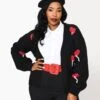 Magnolia Place Plus Size Black Heart Lollipop Open Cardigan