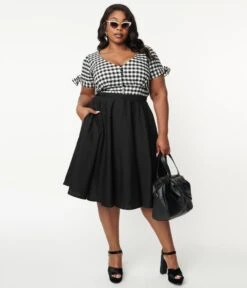 Magnolia Place Plus Size Black Sally Swing Skirt