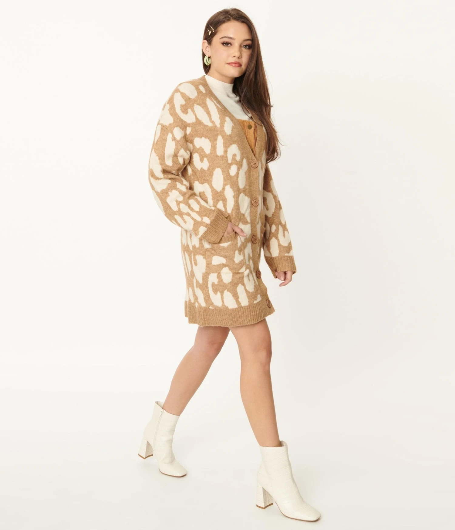 Mocha Leopard Print Long Cardigan - Image 5