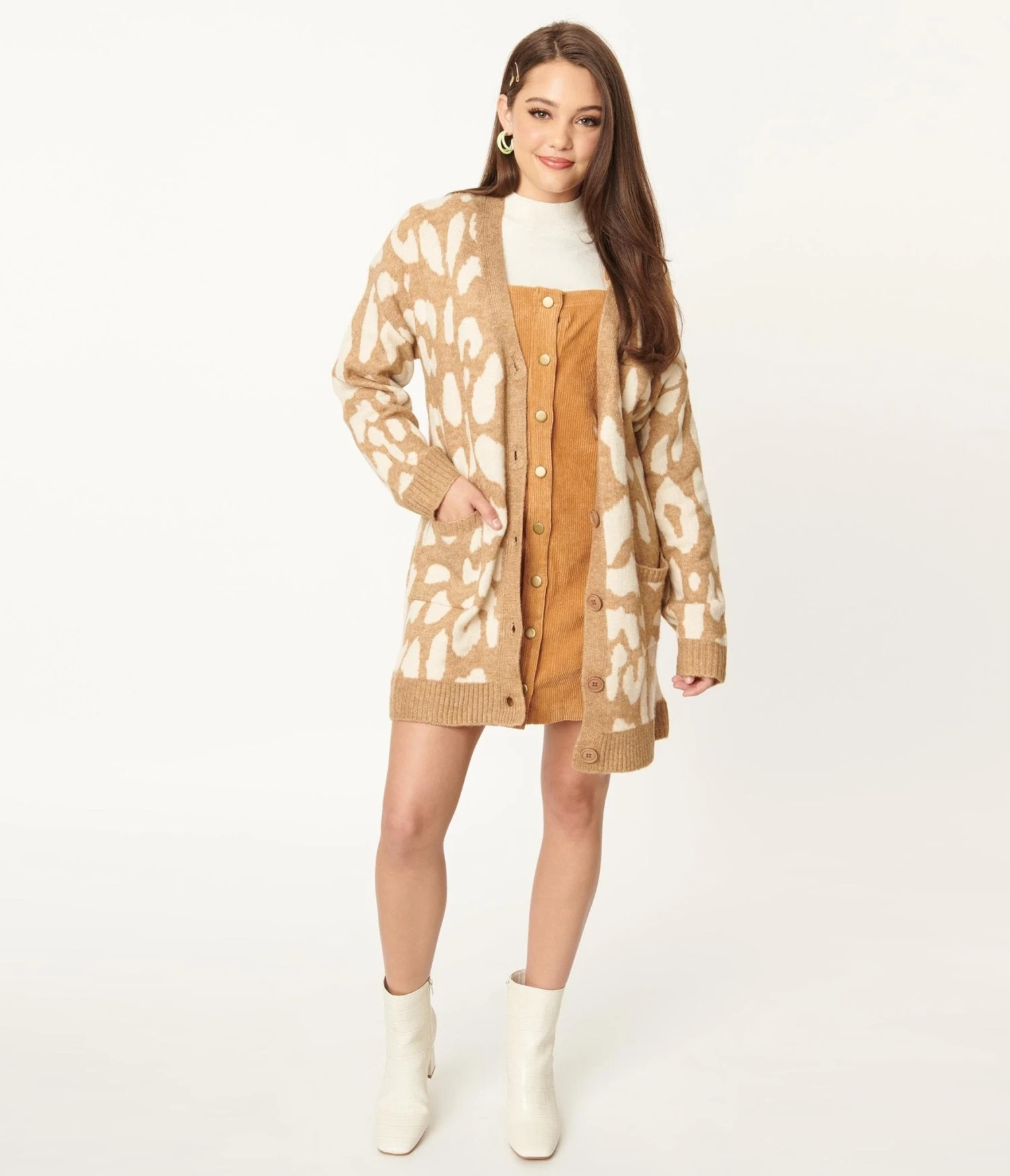 Mocha Leopard Print Long Cardigan - Image 4