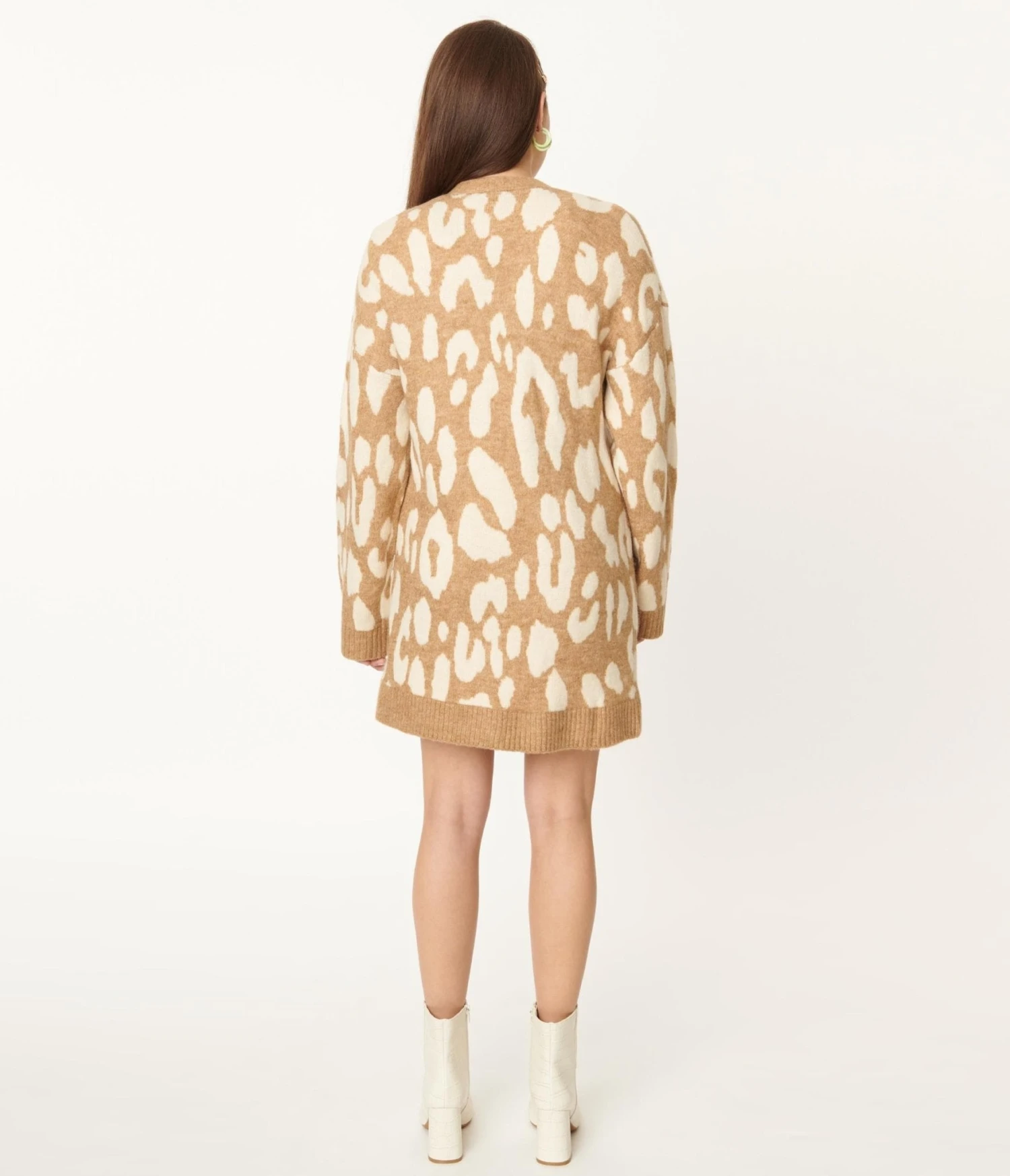 Mocha Leopard Print Long Cardigan - Image 2
