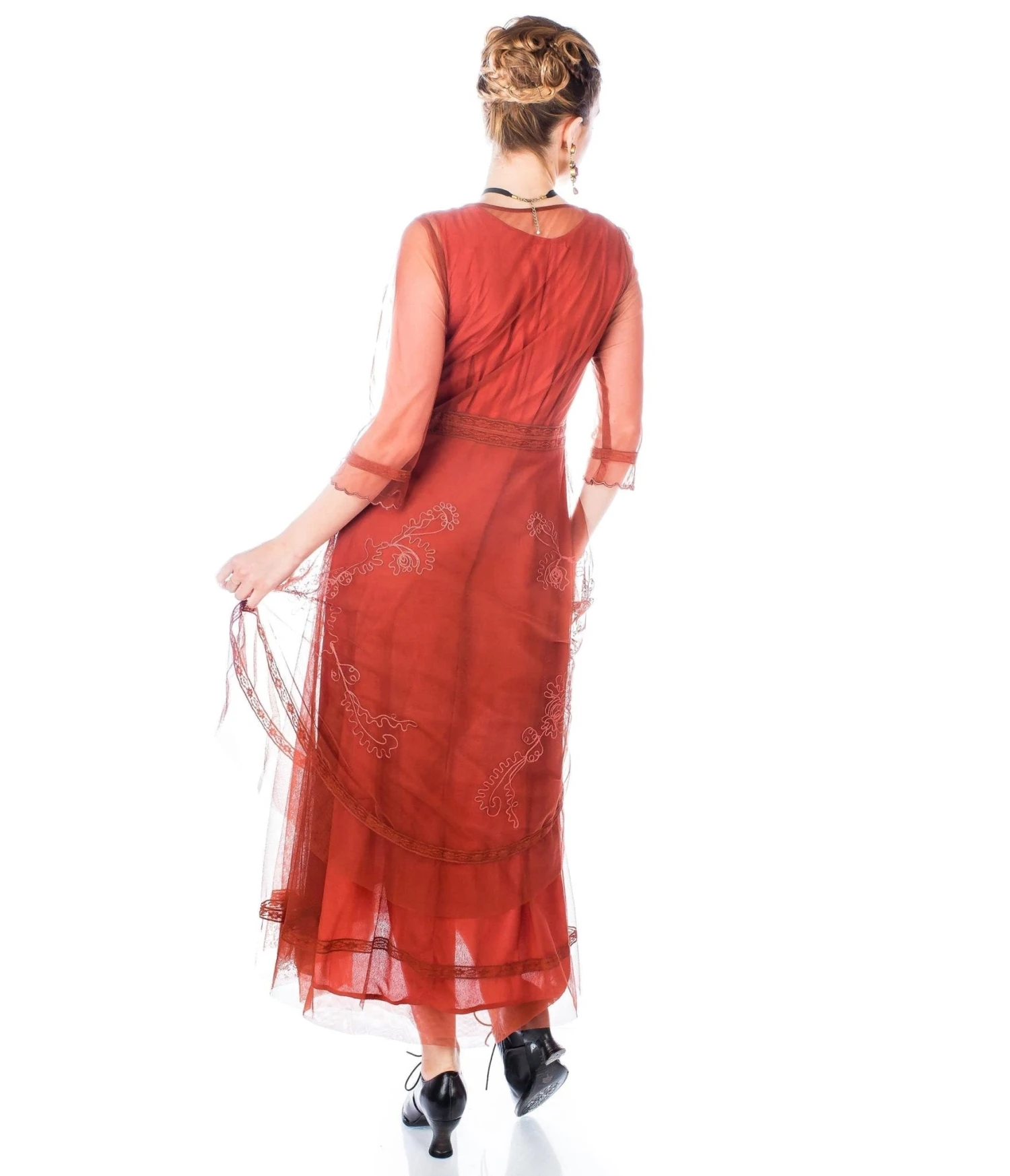 Nataya 1920s Style Paprika Flapper Dress - Image 4