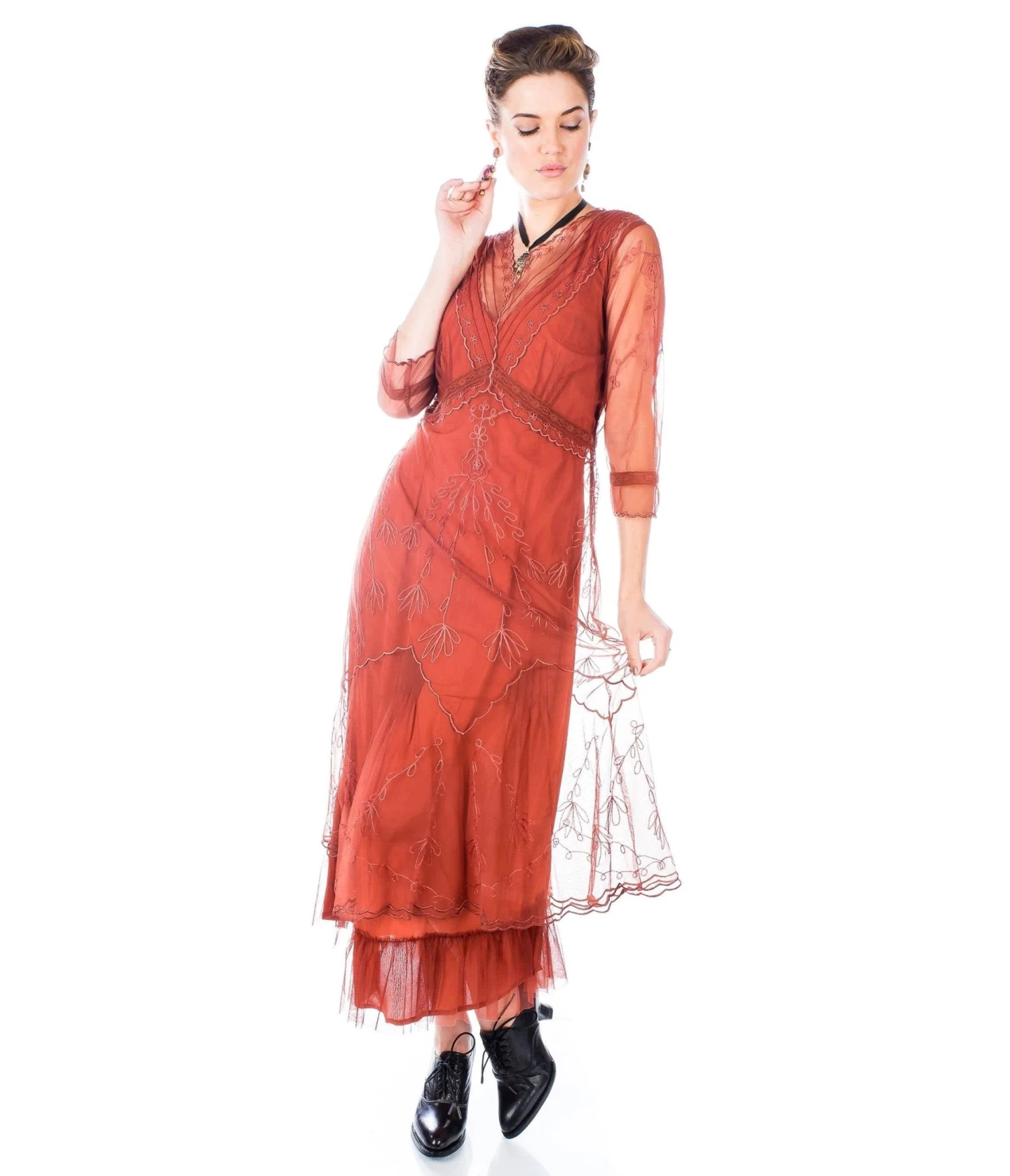 Nataya 1920s Style Paprika Flapper Dress - Image 2