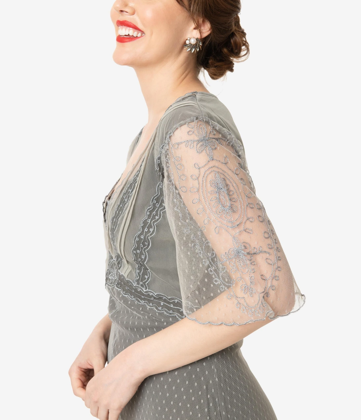 Nataya Vintage Style Alluring Slate Downton Abbey Edwardian Dress - Image 3