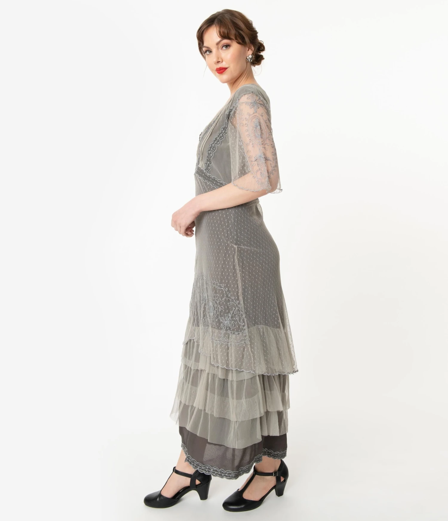Nataya Vintage Style Alluring Slate Downton Abbey Edwardian Dress - Image 4