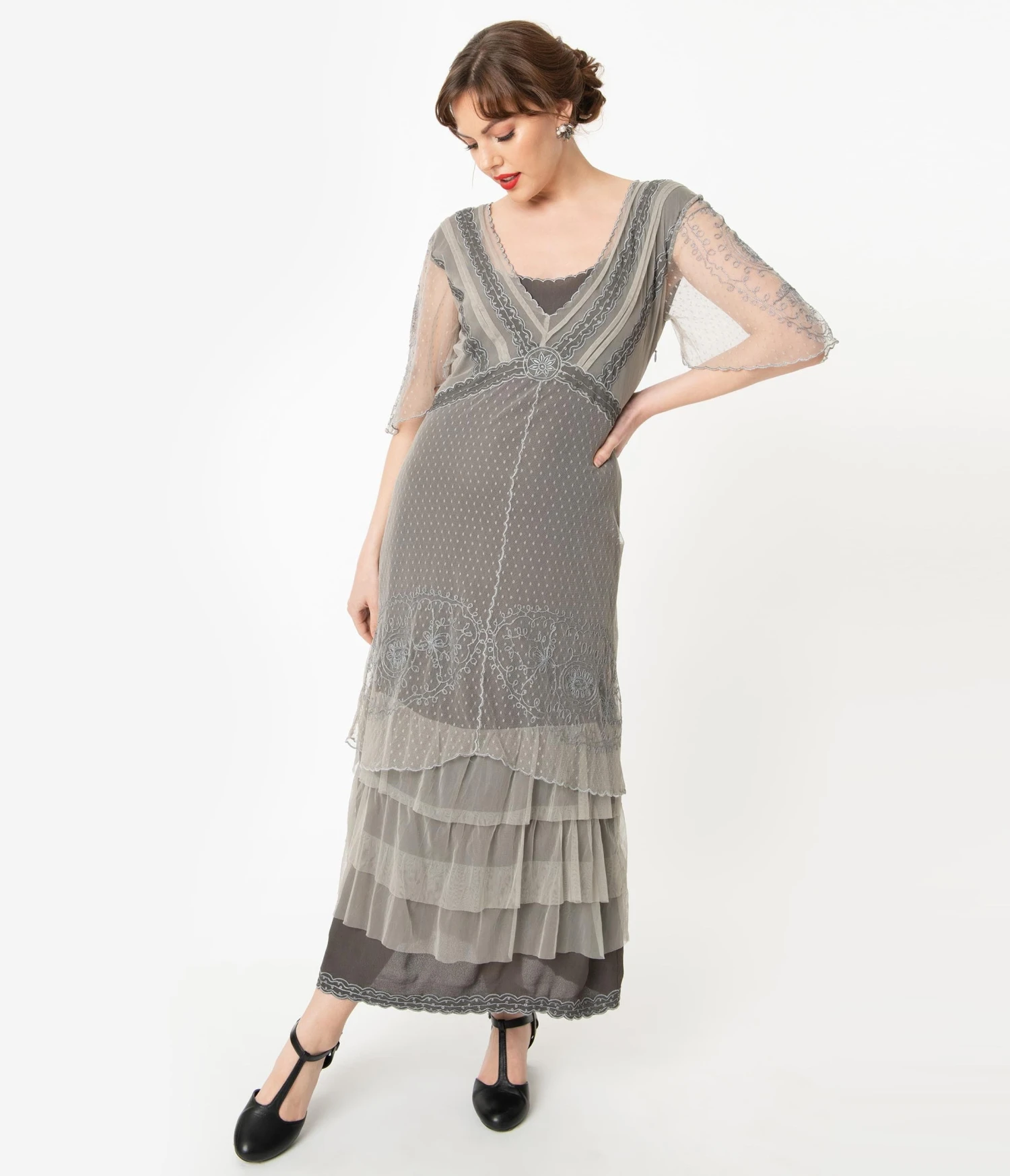 Nataya Vintage Style Alluring Slate Downton Abbey Edwardian Dress