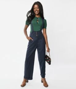 Navy Her Favorite Suspender Trousers