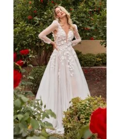 Cinderella Divine Off White Floral Lace Wedding Ball Gown