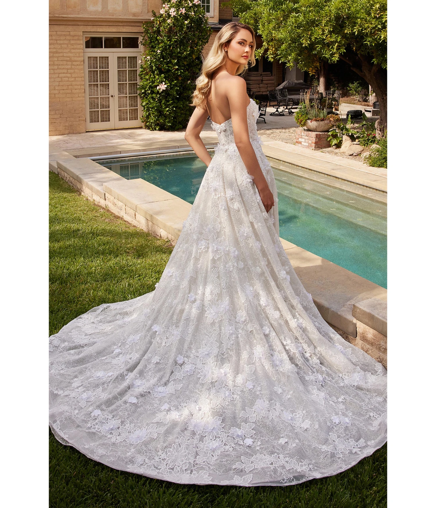 Cinderella Divine Off White Floral Strapless Bridal Ball Gown - Image 2