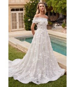Cinderella Divine Off White Floral Strapless Bridal Ball Gown