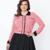 Pink & Black Contrast Knit Cardigan