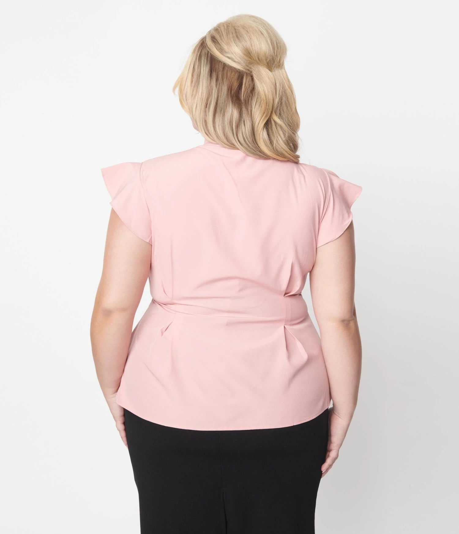Pink Bow & Flutter Sleeve Blouse - Image 2